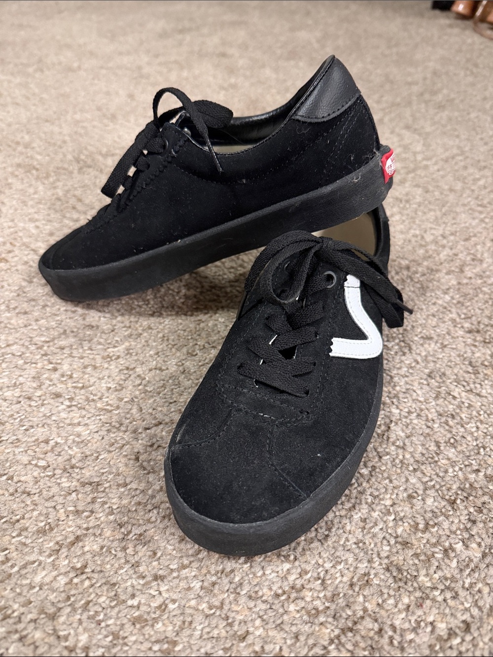 Vans Black Suede Sneakers with White Side Stripe